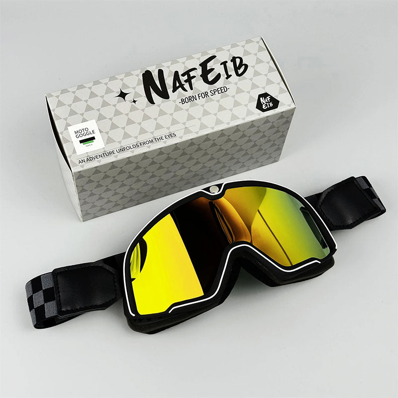 Retro-Motorradbrille - UV-Schutz, passt über Brillen