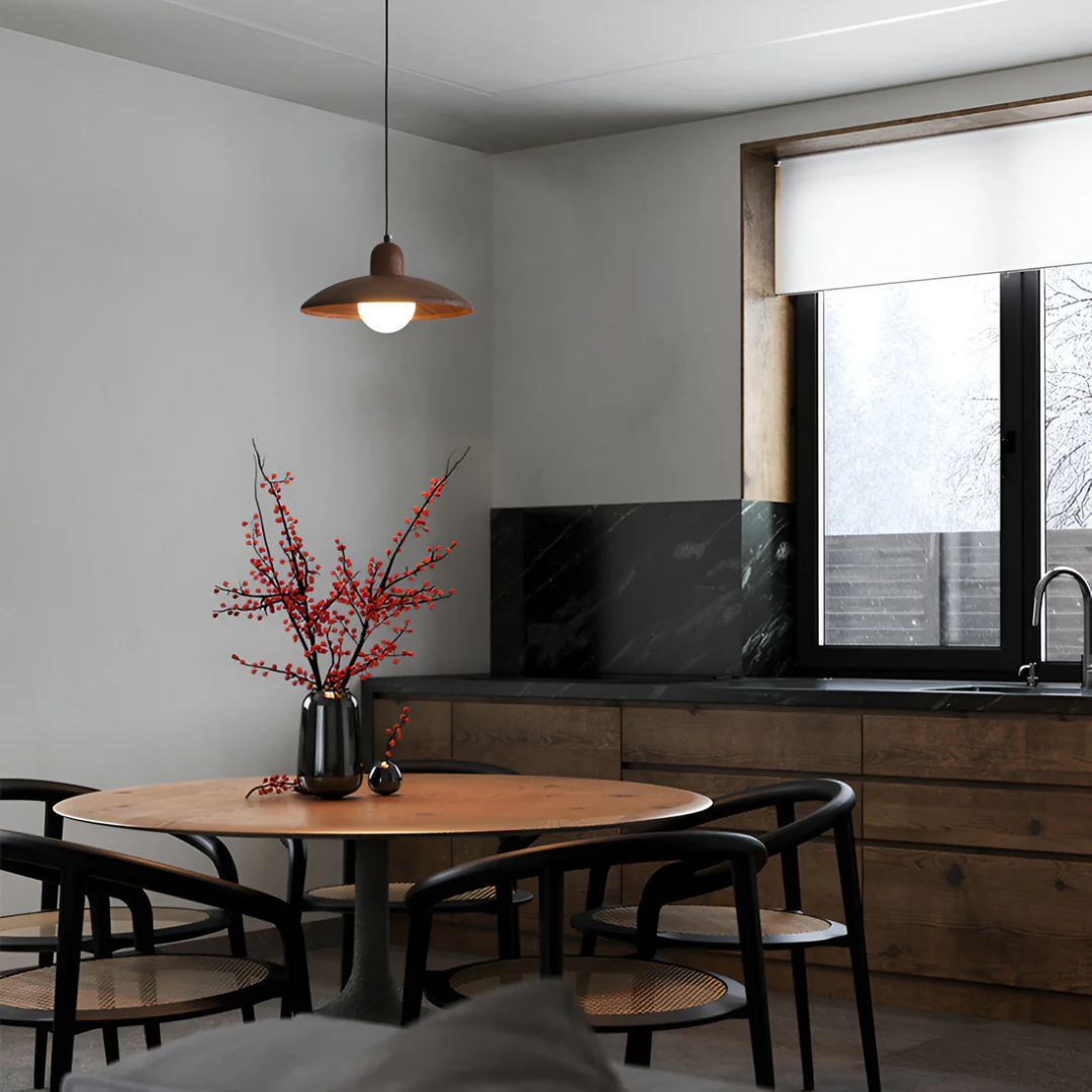 Kazumi Pendant Light In Walnut Wood Tone With Japanese Wabi Sabi Charm