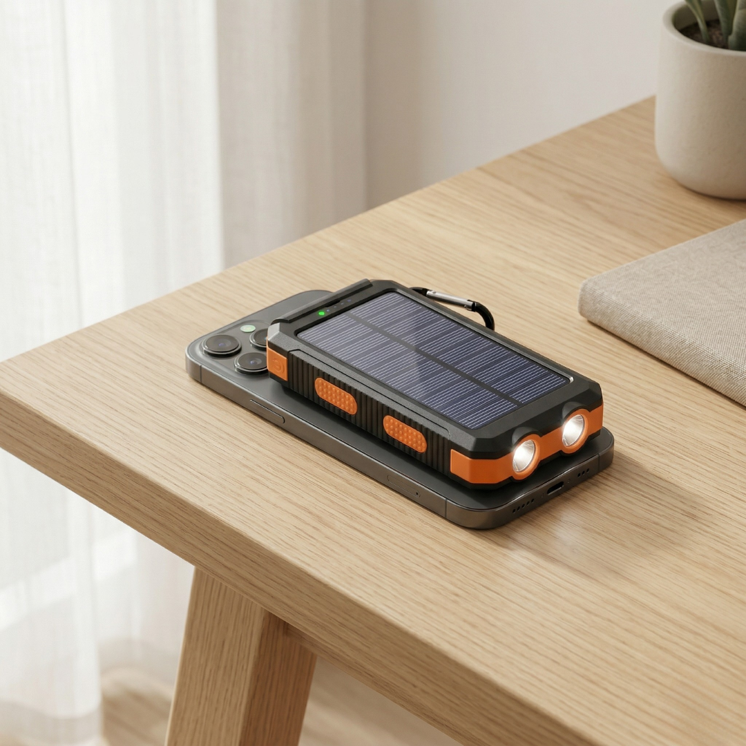 80000mAh Solar Power Bank — Integrated LED Light, Portable Charger