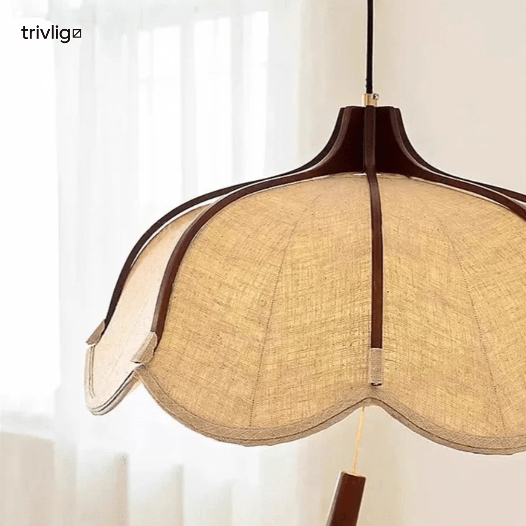 Kairo Pendant Light With Fabric Flower In Modern Japanese Wabi Sabi Style