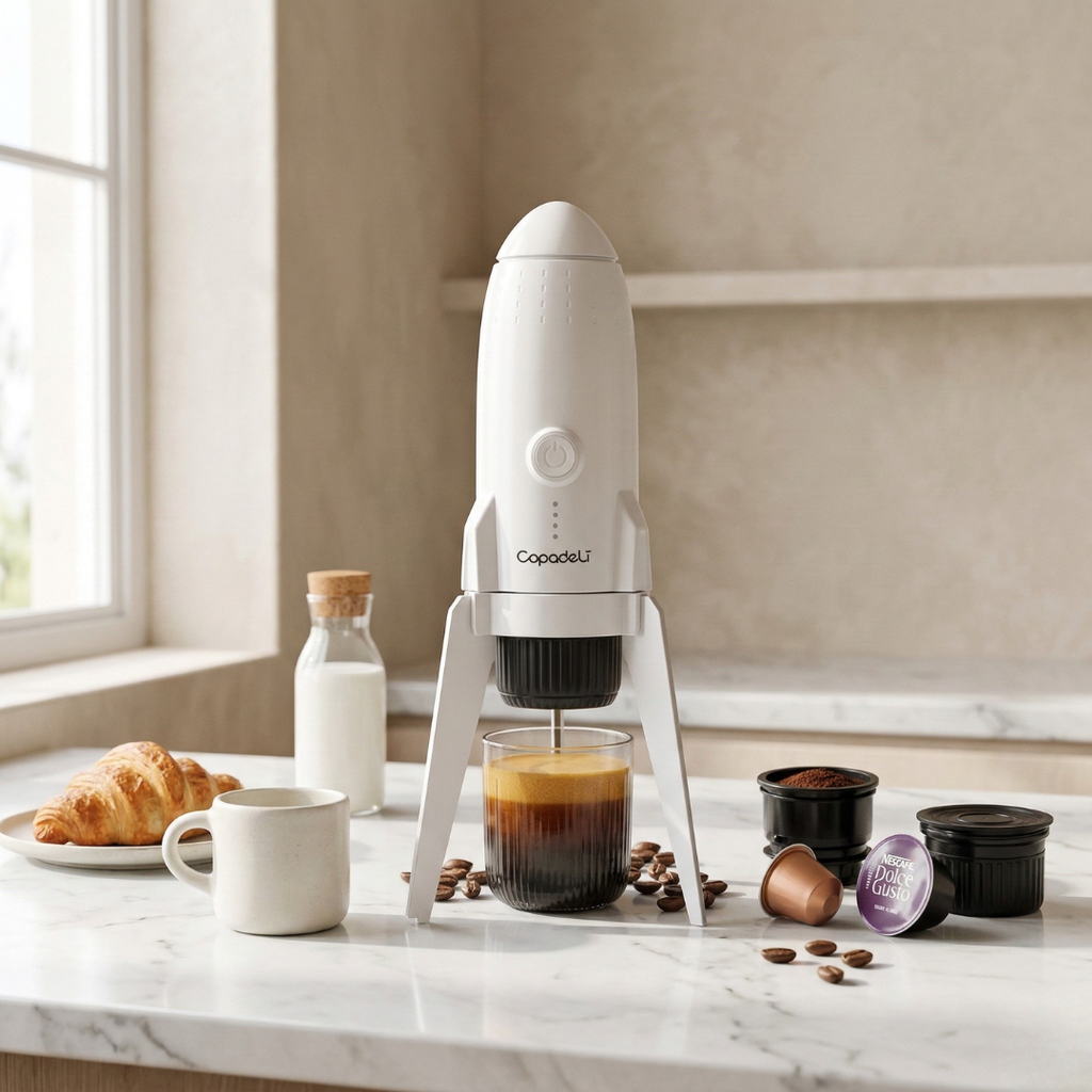 Portable Self-Heating Espresso Machine — Compact Electric Brew Device
