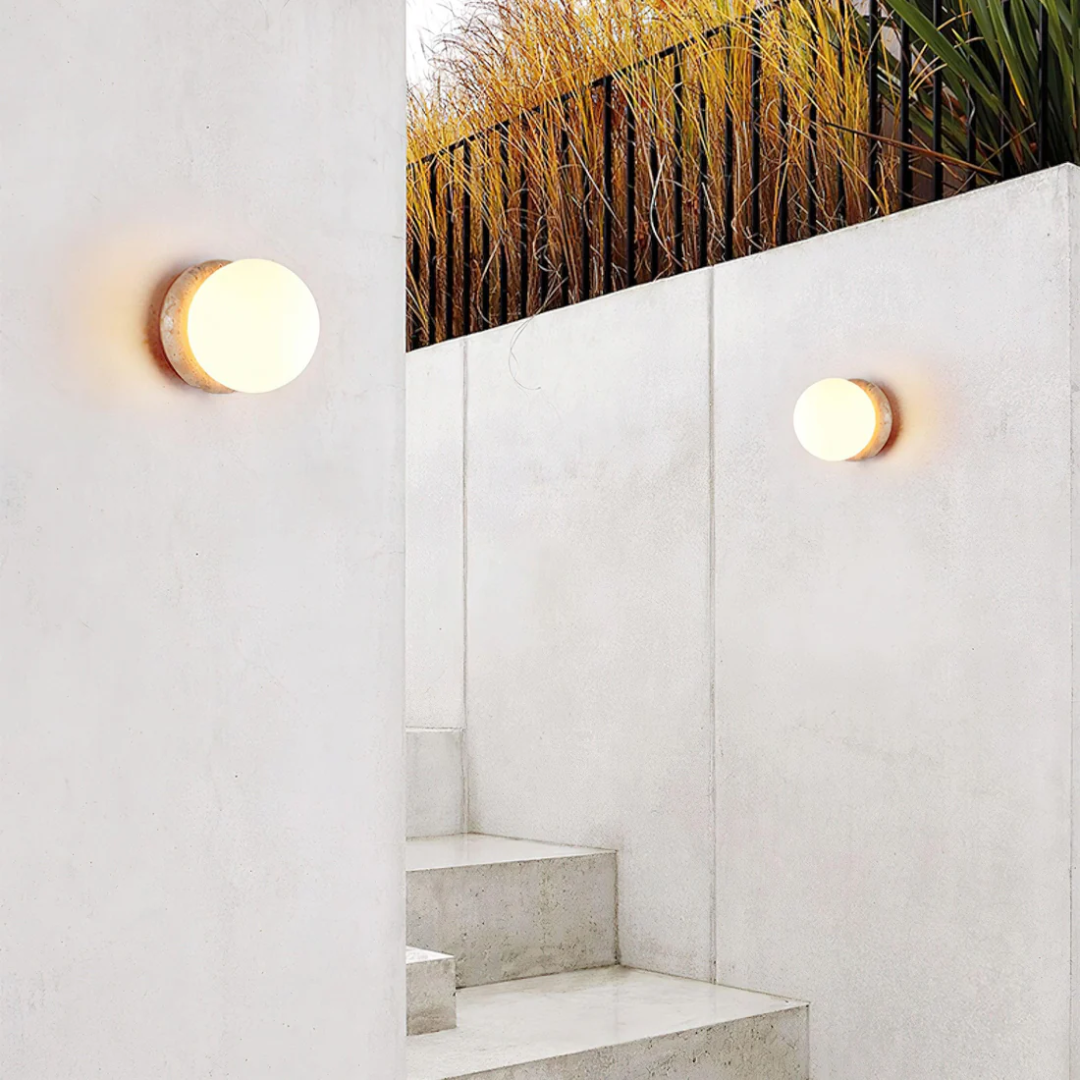Travertine TerraLux Exterior Wall Light On Facades And Walkways