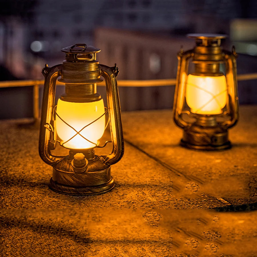 Lanterne vintage rustique à LED et au kérosène — Lampe portable à suspendre