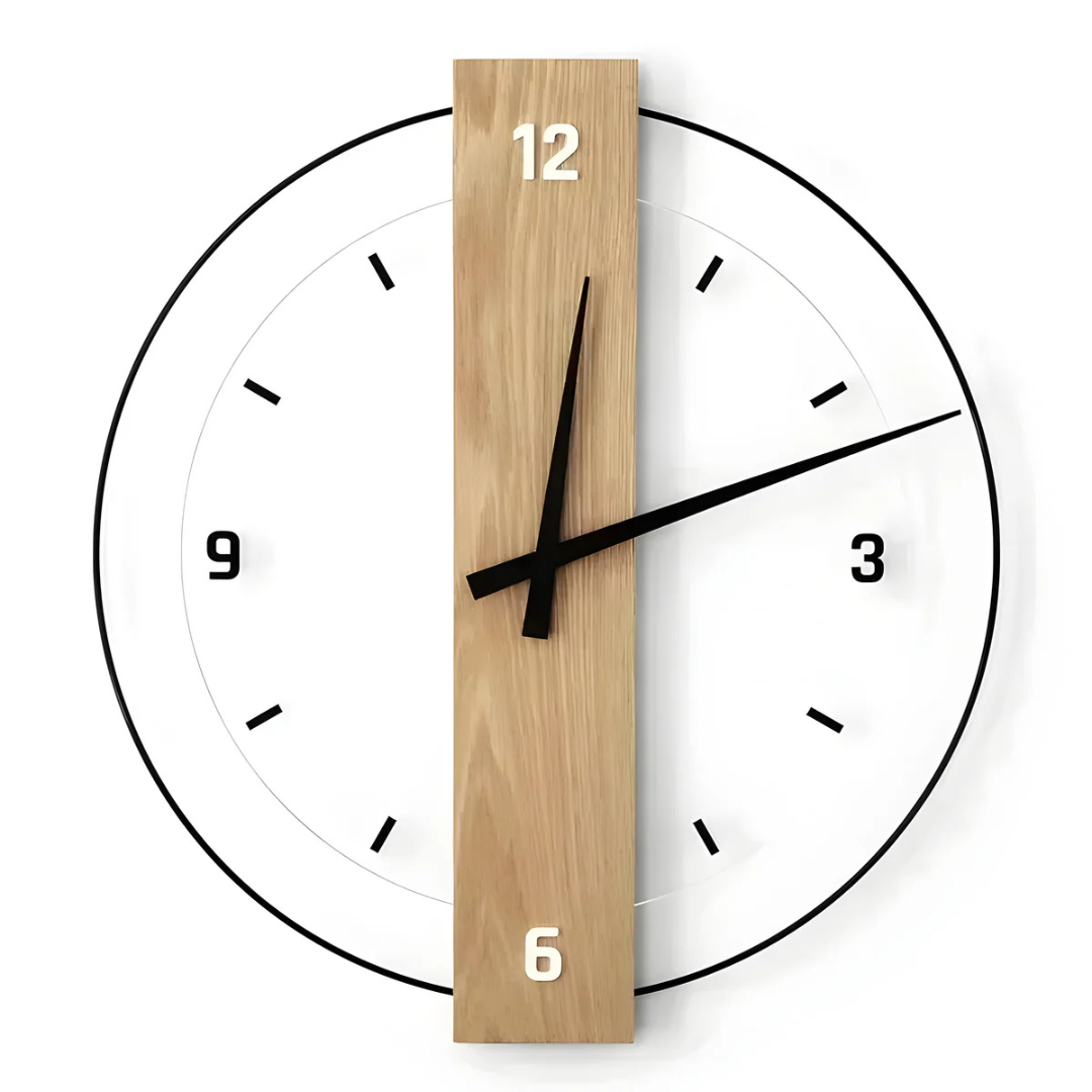 Averin Quiet Wall Clock Crafted From Wood For Living Room Decor