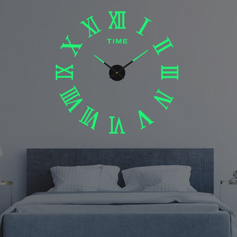 Reloj de pared negro moderno Luminor — Movimiento de cuarzo fiable