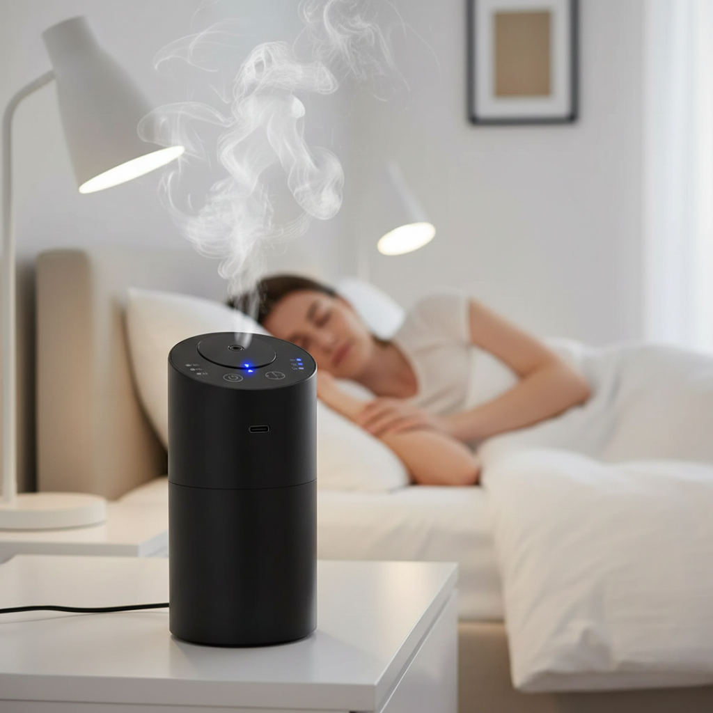 Bezdrátový přenosný aroma difuzér — vestavěná dobíjecí baterie, bezvodý mechanismus
