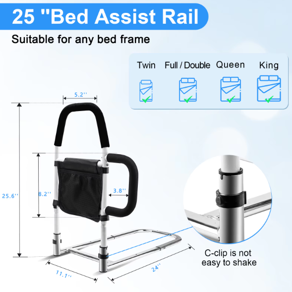Barra di supporto GripStander per letto — Struttura robusta, maniglie ergonomiche per anziani