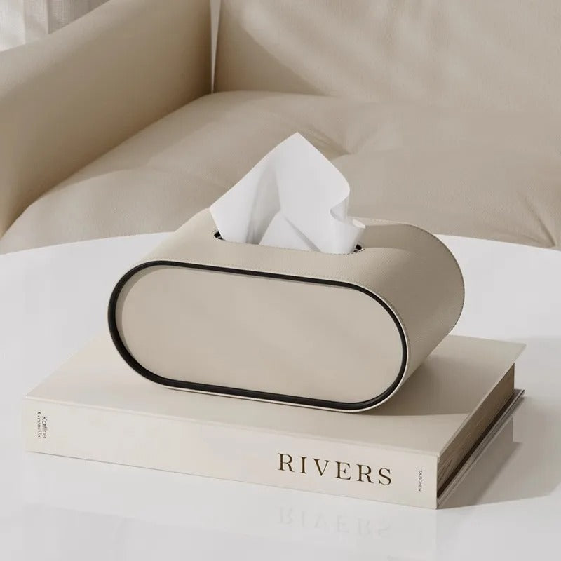Housse moderne pour boîte à mouchoirs en cuir — Élément décoratif élégant pour la maison