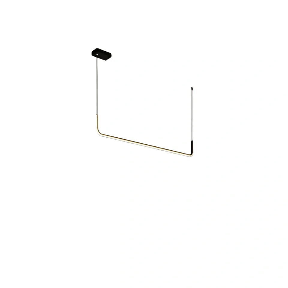Minimalist Linear Pendant Light – Black/Gold Metal/Acrylic for Dining Room - Flindria