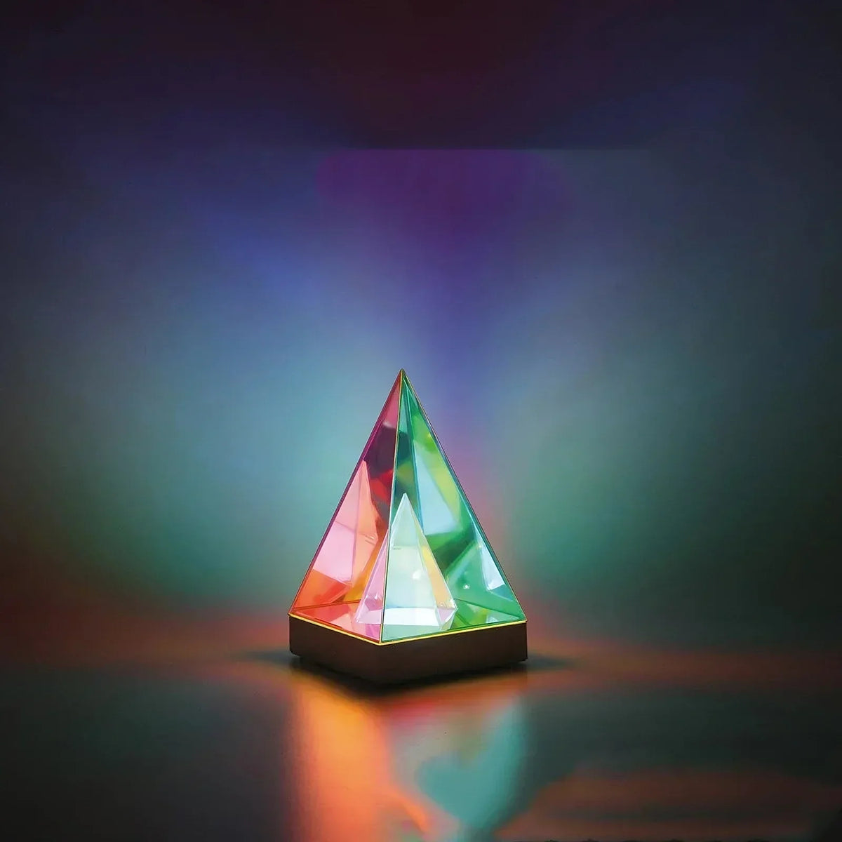 Crystal Light Pyramid — Mesmerizing Neon Color Display