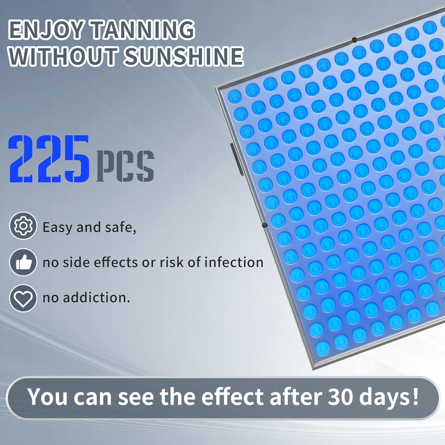 Compact Adjustable UV Tanning Lamp — 225 LED Beads, Sun-Like Light
