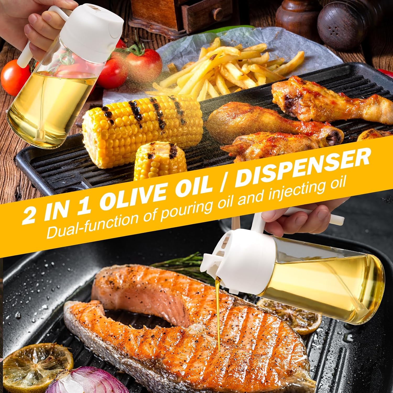 2 Pack Oil Dispenser And Sprayer Bottle | Filindra