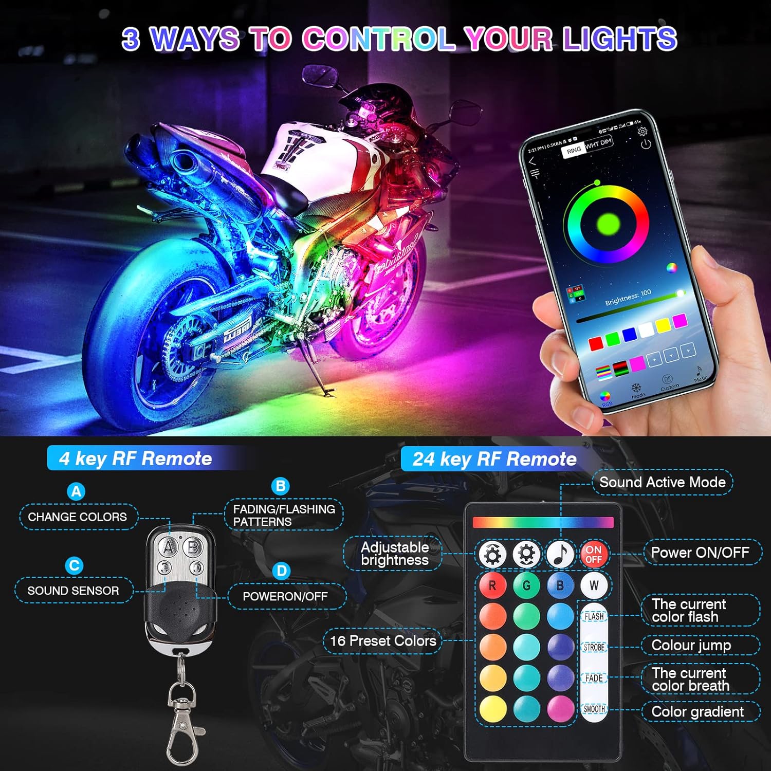 12pcs Motorcycle Led Light Kit With Brake Light Turn Signal | Filindra