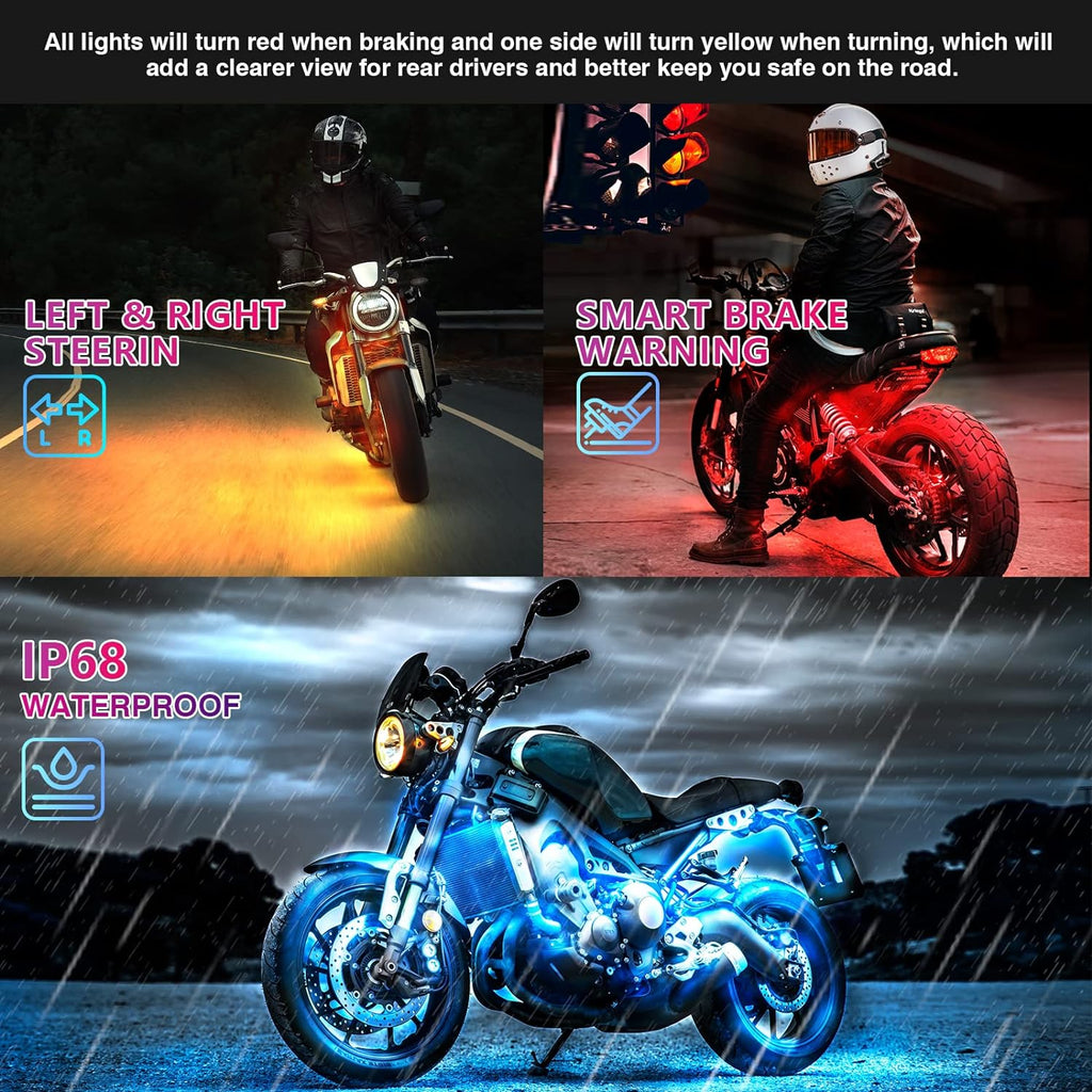 12pcs Motorcycle Led Light Kit With Brake Light Turn Signal | Filindra