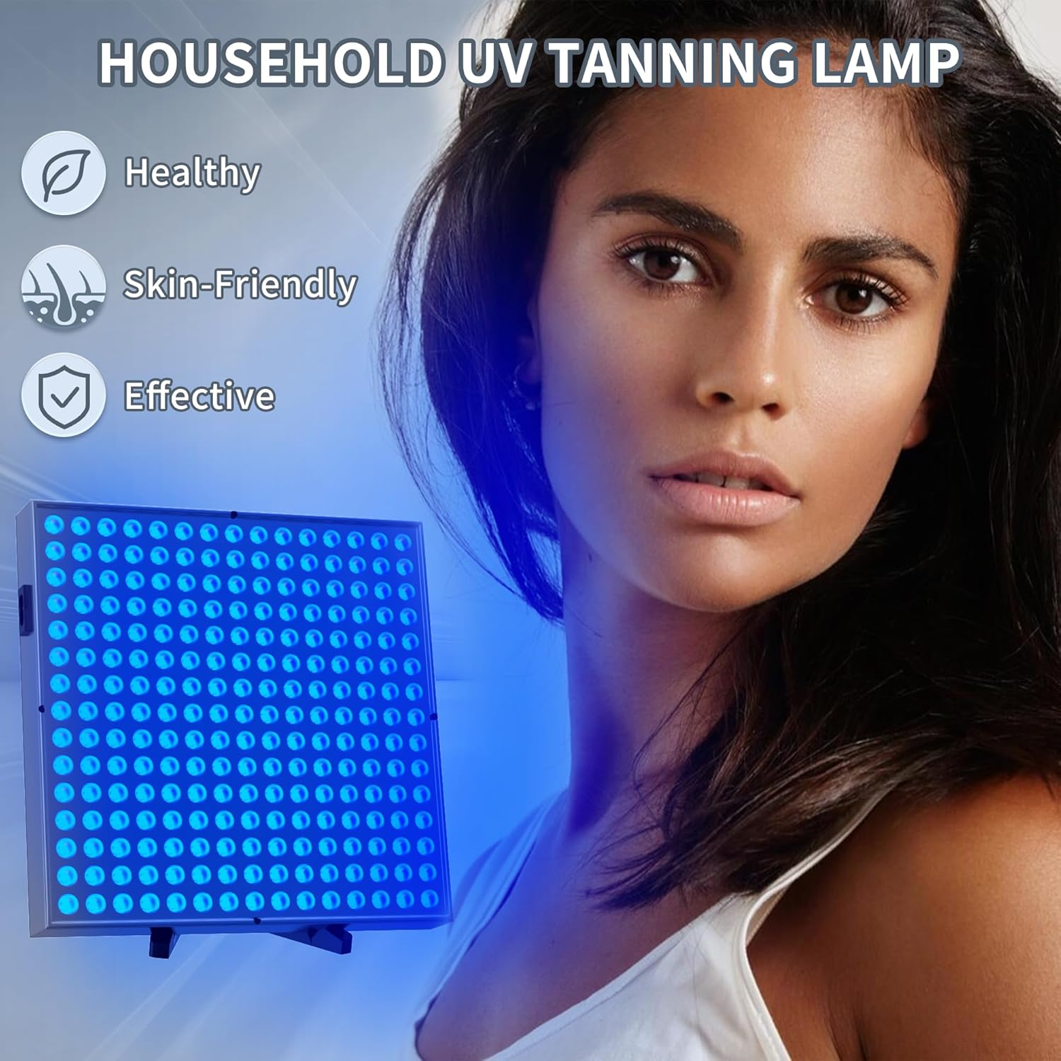 Compact Adjustable UV Tanning Lamp — 225 LED Beads, Sun-Like Light