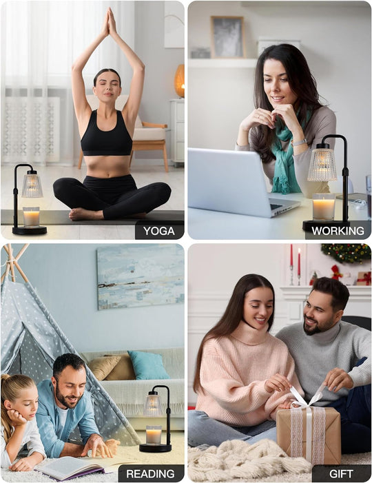 Dæmpbar lysestagevarmelampe — justerbar højde, 50W halogenpære