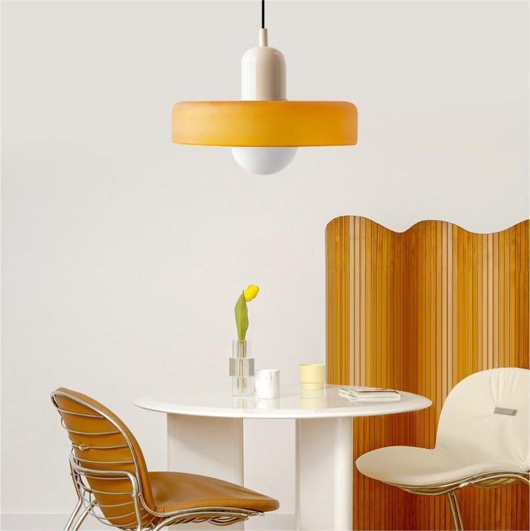 Liora Bauhaus Colored Glass Pendant Light - Adjustable Height Suspension