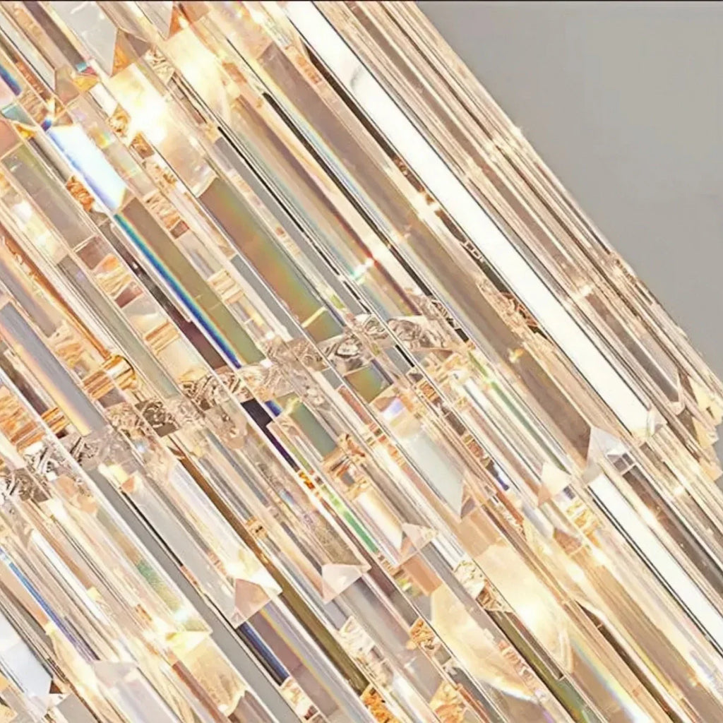 Lujoso candelabro cónico de cristal – Ónix negro dorado grande regulable para vestíbulo/salón principal - Flindria