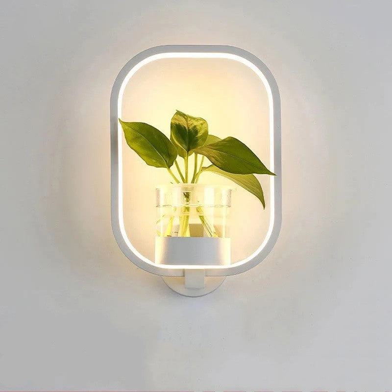 VerdantGlow Wall Light Planter Glass Plant Vessel Gallery Decor