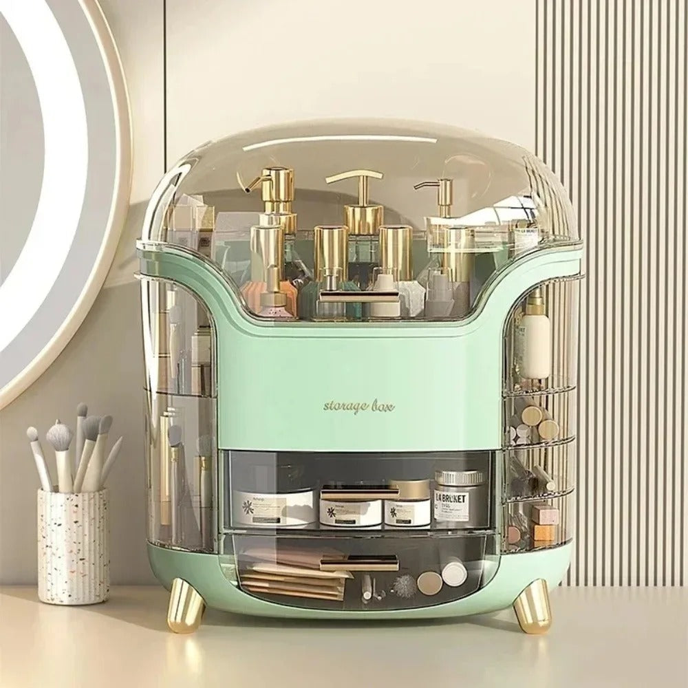 Transparent makeup- og smykkeorganisator — stor støvtæt kosmetikæske