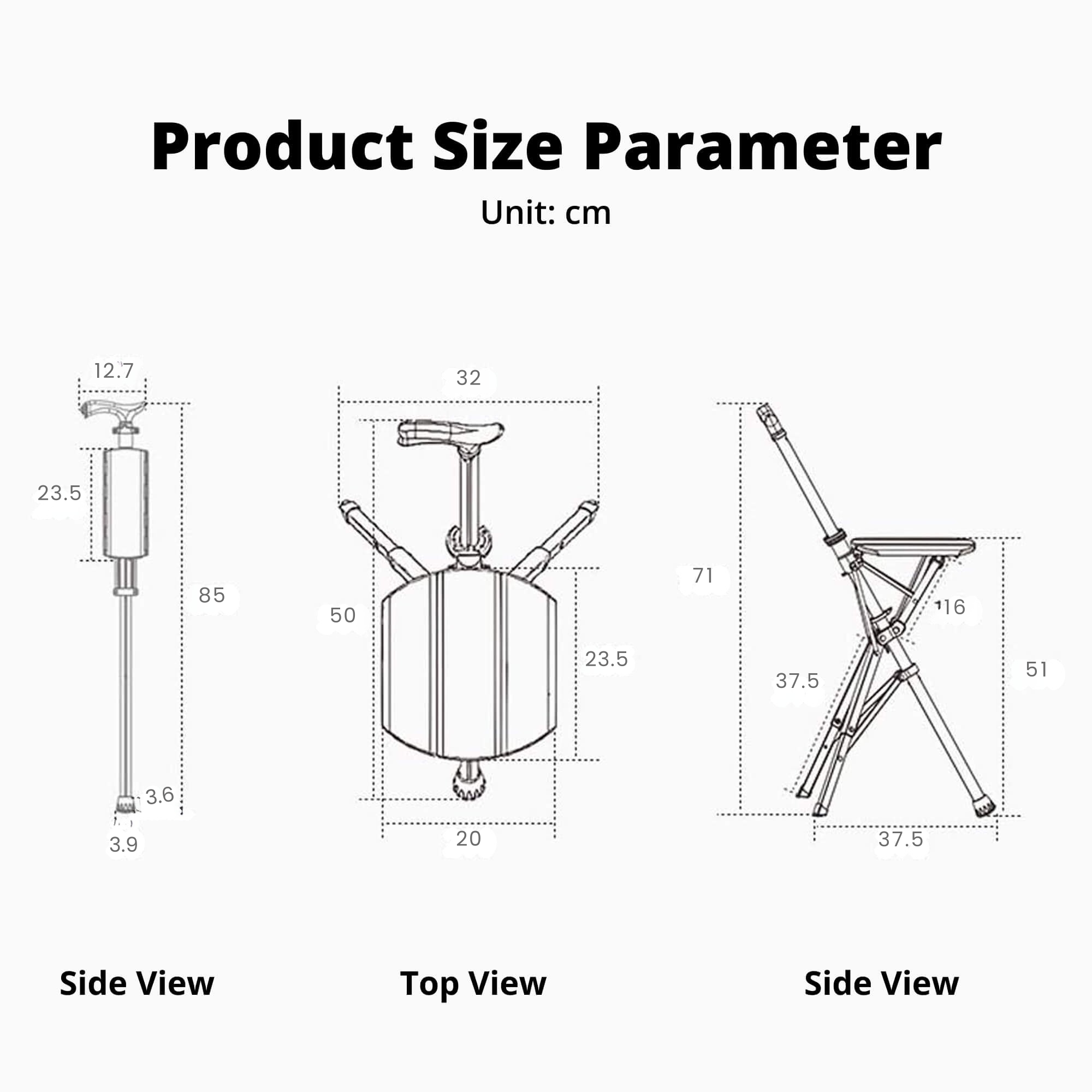 Collapsible Walking Cane Chair — Compact Foldable Seat