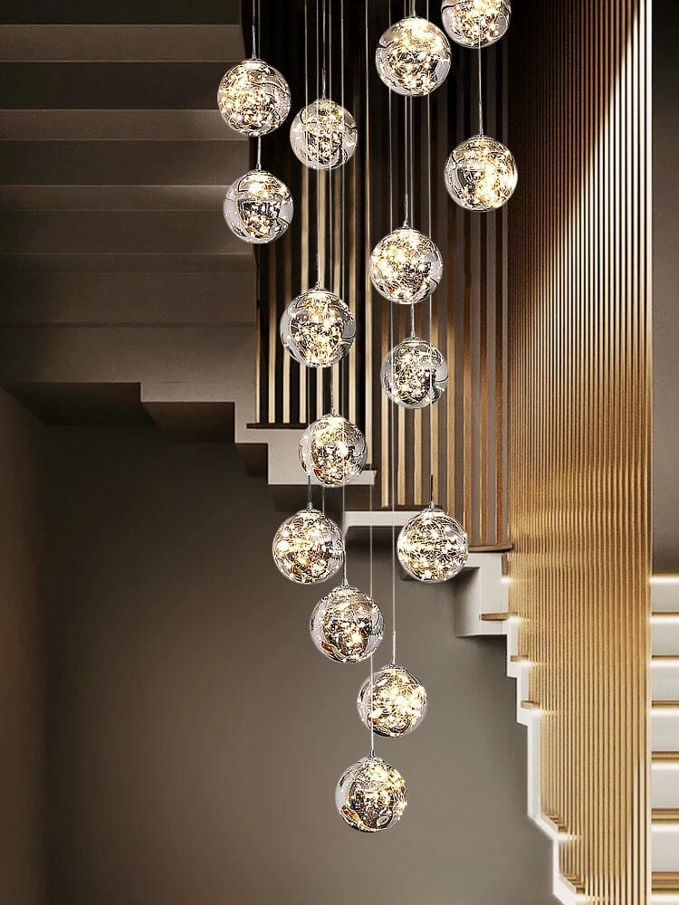Bella Glass Ball Staircase Chandelier — Elegant Pendant Light