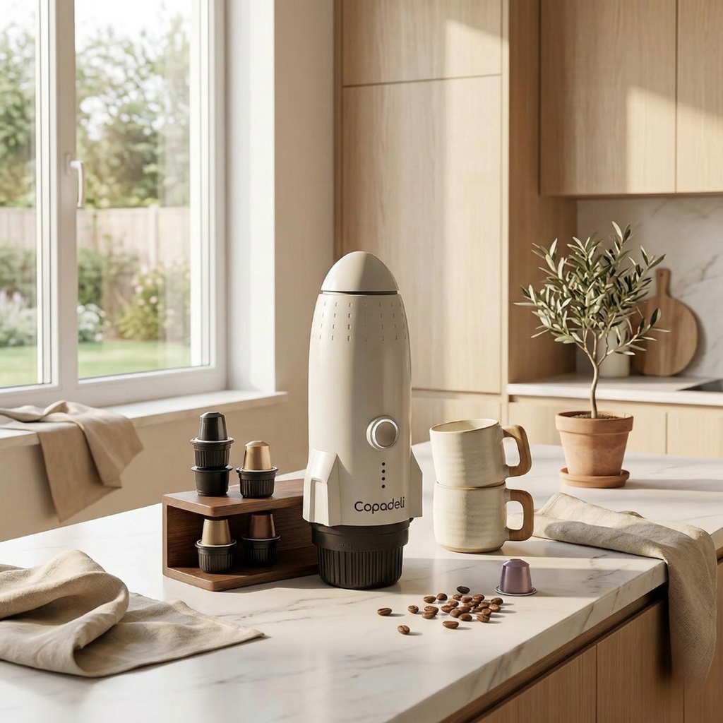 Portable Self-Heating Espresso Machine — Compact Electric Brew Device