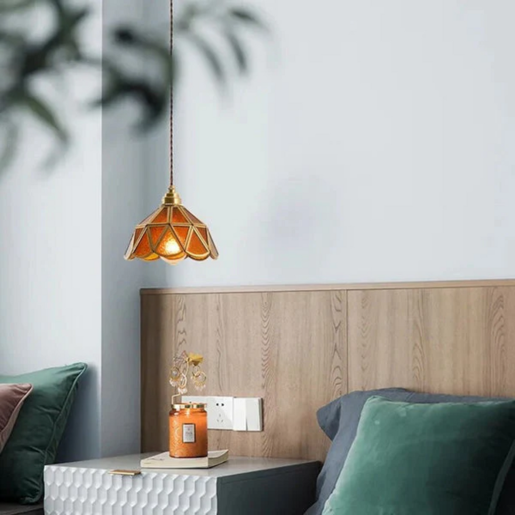 Lunara Dining Room Pendant Light With Stained Glass Design