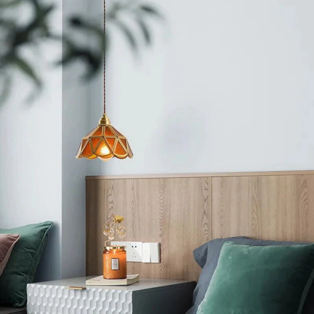 Lunara Dining Room Pendant Light With Stained Glass Design