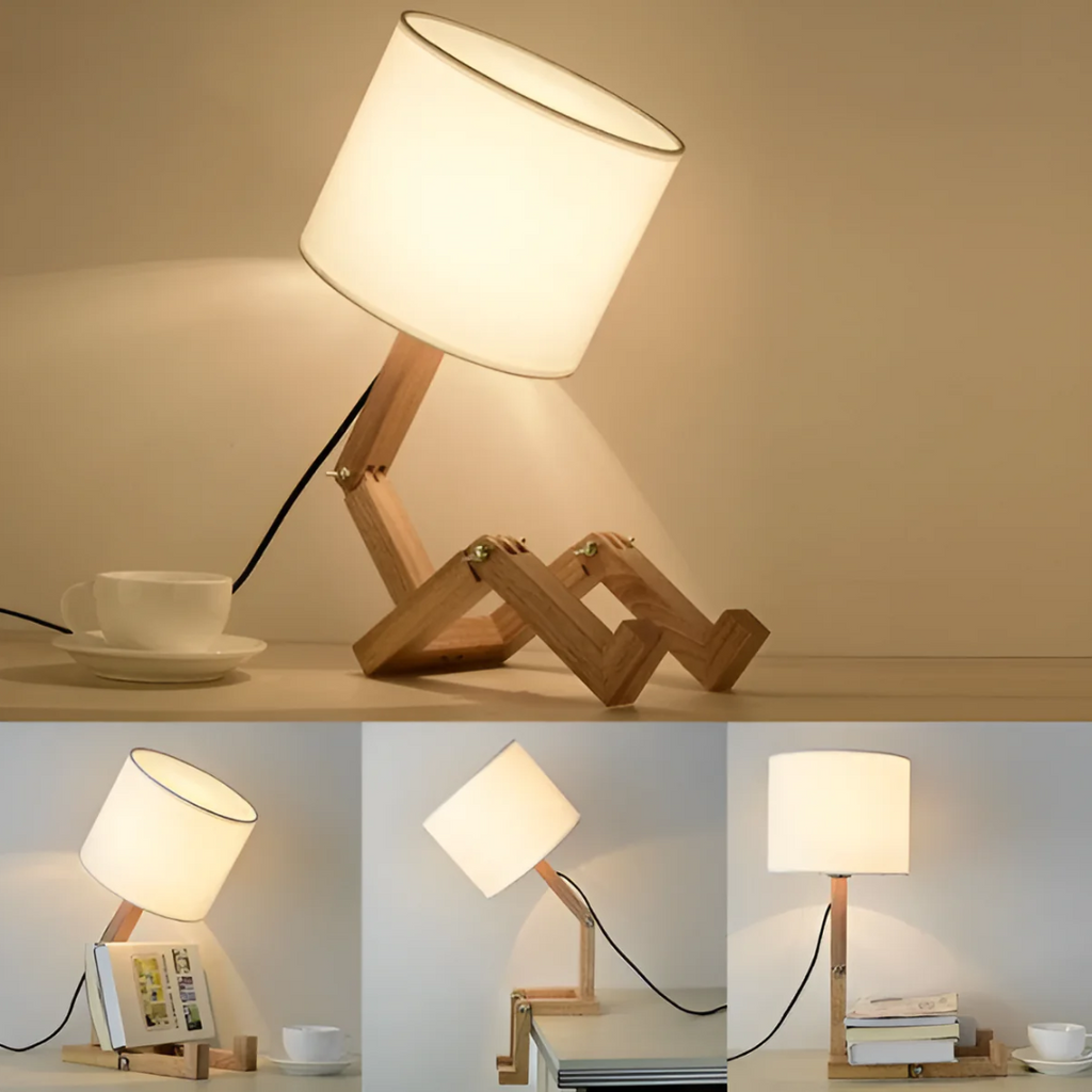 KairoBot Wooden Table Lamp With Adjustable Arms For Nightstand