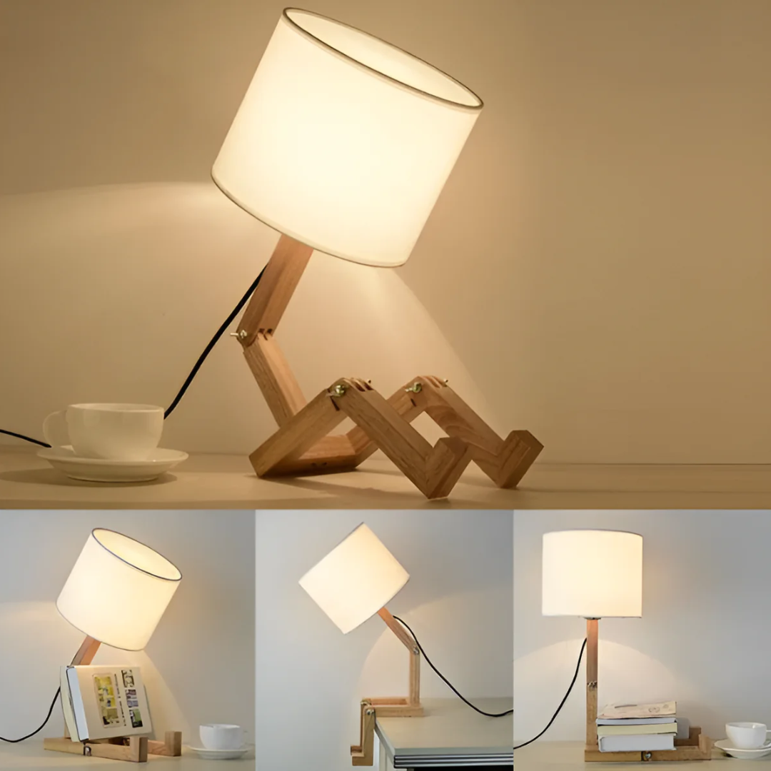 KairoBot Wooden Table Lamp With Adjustable Arms For Nightstand