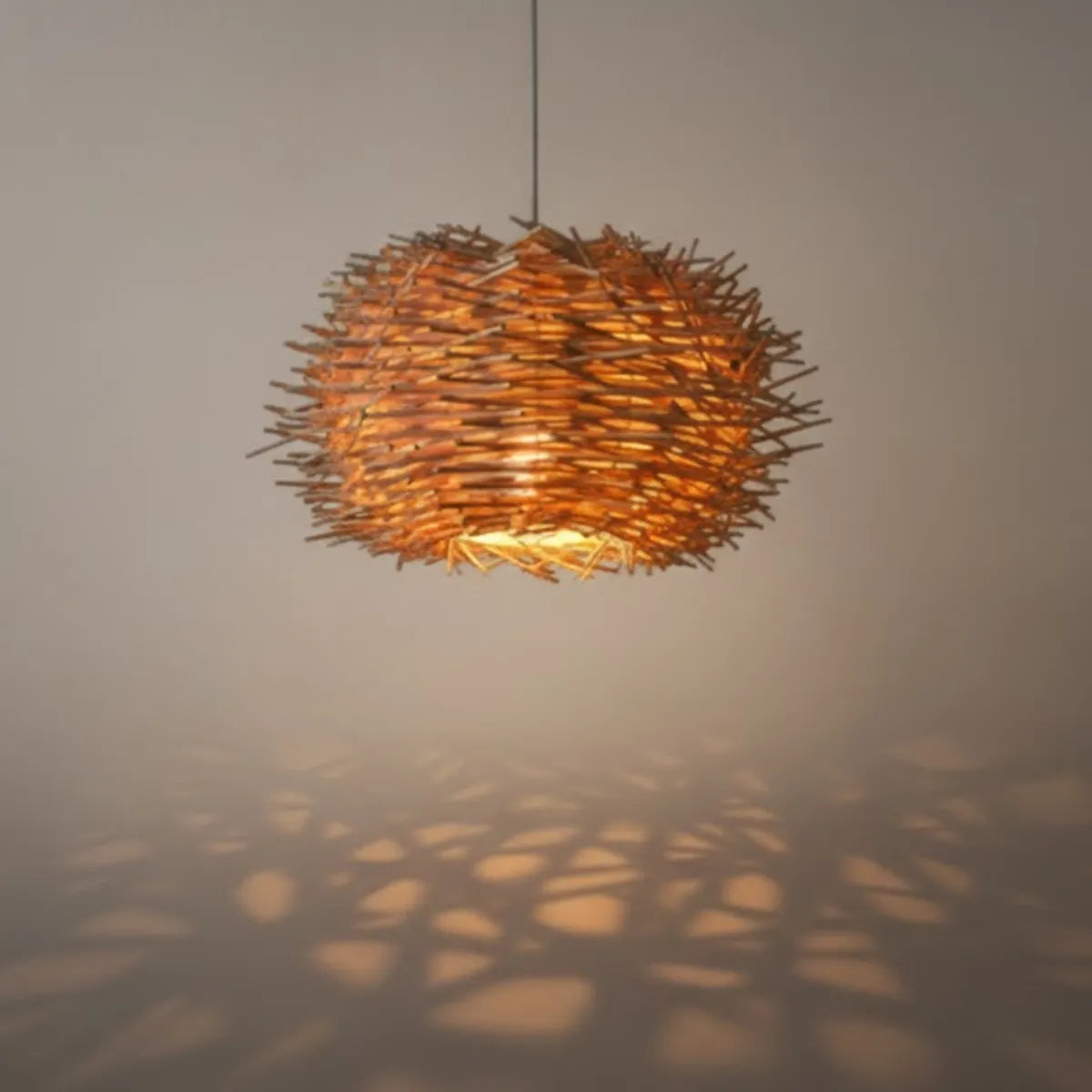 Farmhouse Globular Wood Pendant Light – Brown for Living Room - Flindria