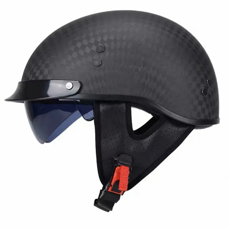 Retro Carbon Fiber Half Face Helmet — Lightweight, DOT ECE Certified
