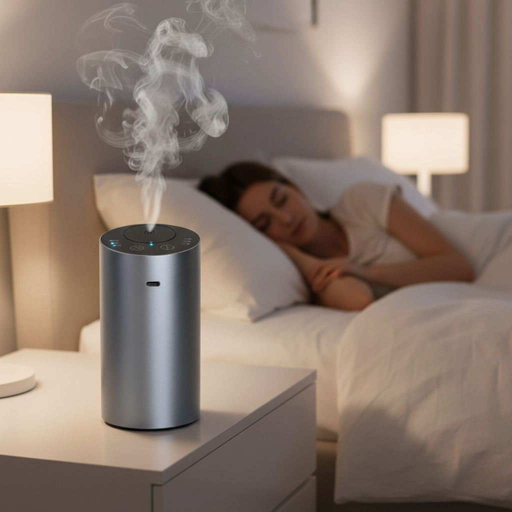 Bezdrátový přenosný aroma difuzér — vestavěná dobíjecí baterie, bezvodý mechanismus