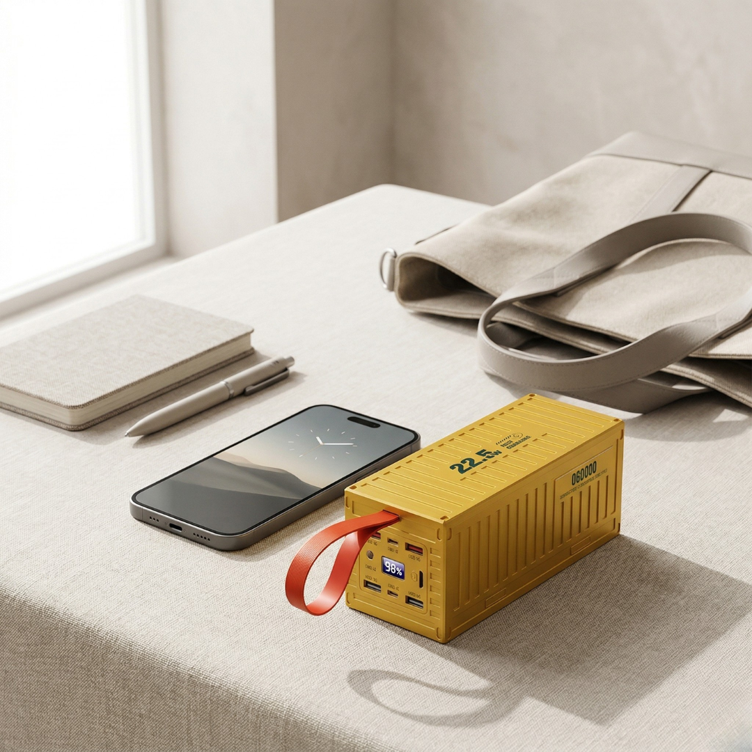 סוללת גיבוי ניידת בקיבולת 60000mAh — צג דיגיטלי לניטור הסוללה