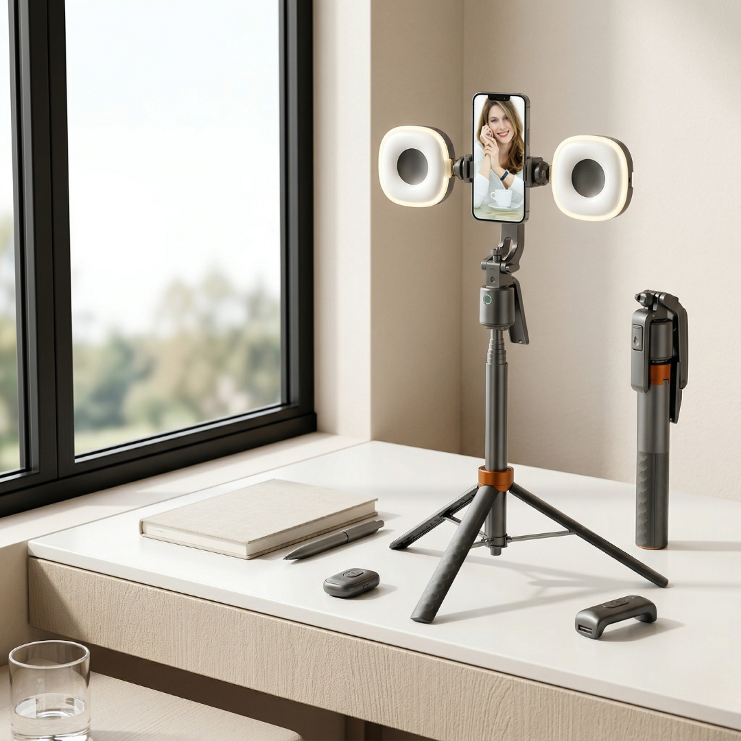 Smart Tracking Tripod — Hybrid Selfie Stick with Automatic 360° Rotation