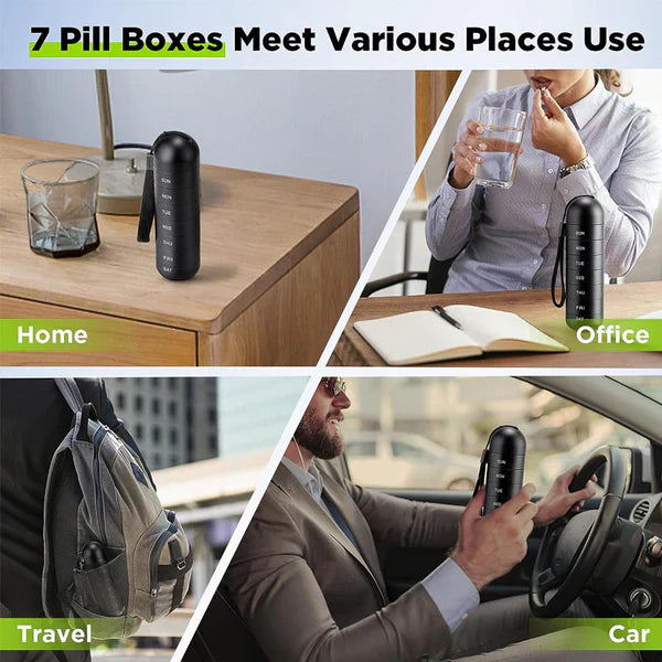 Aluminum 7 Days Portable Pill Organizer for Travel, Pill Box Pill Container | Filindra