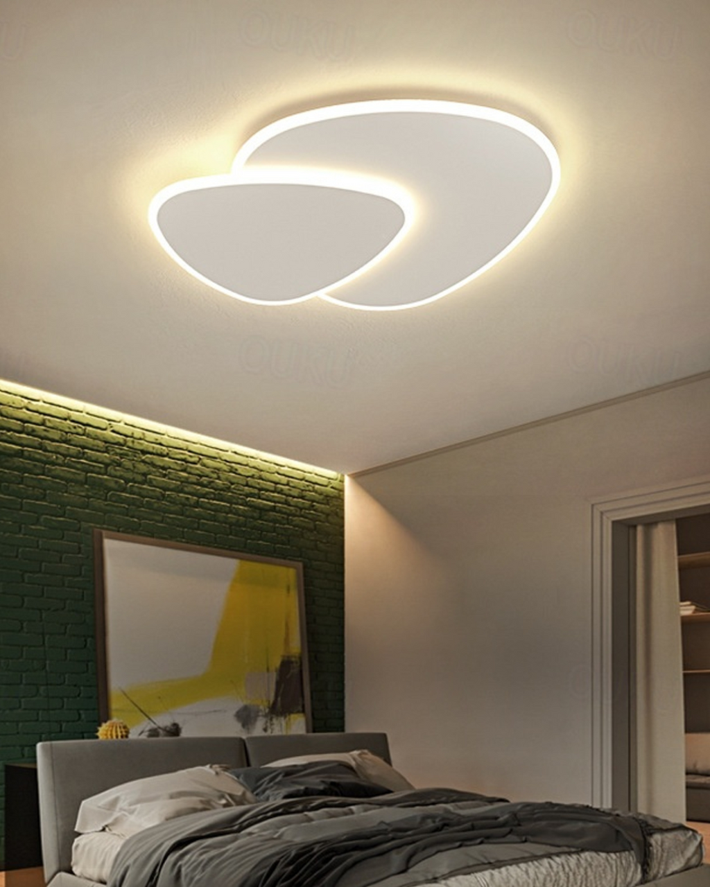 Asymmetrical Ceiling Light — Integrated LED Warm Glow