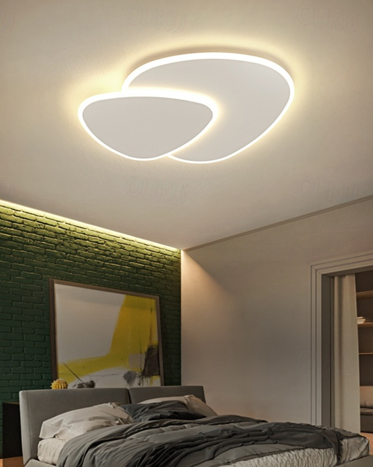 Asymmetrical Ceiling Light — Integrated LED Warm Glow