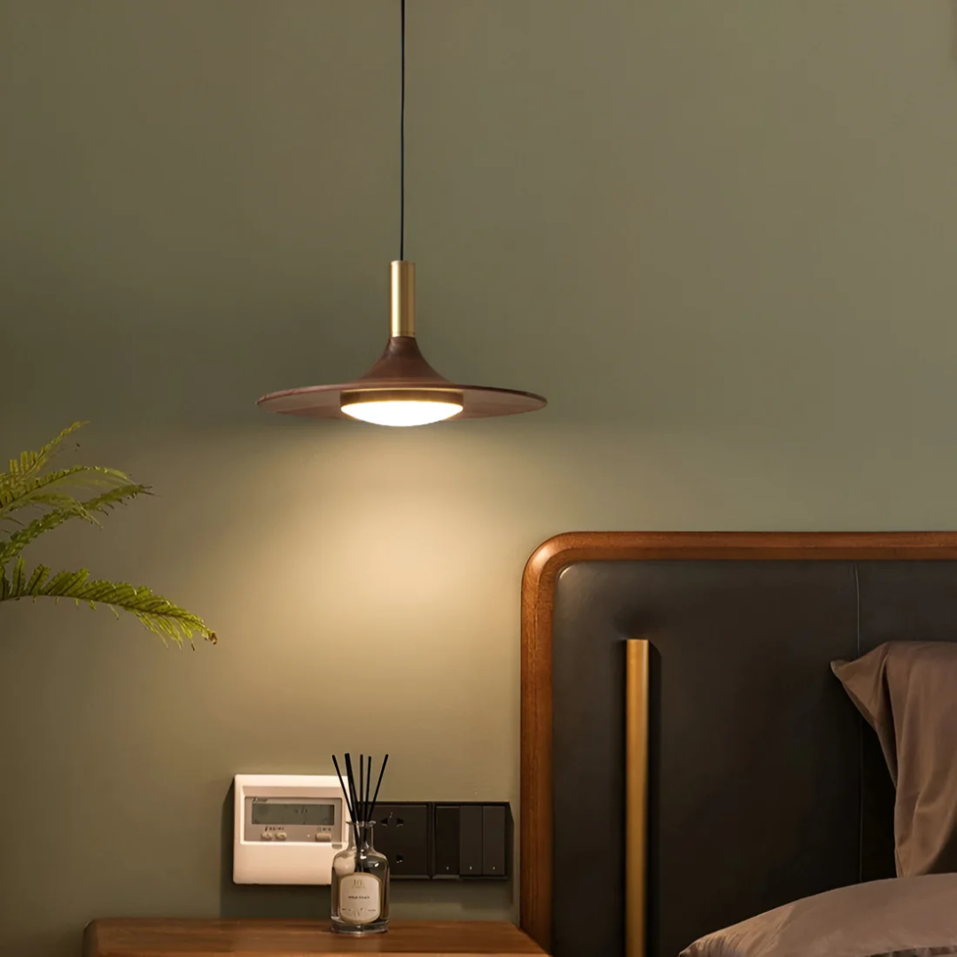 Kairo Walnut Pendant Light For Dining Areas In Nordic Style With Brass Accents