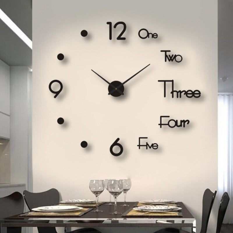 Reloj de pared negro moderno Luminor — Movimiento de cuarzo fiable