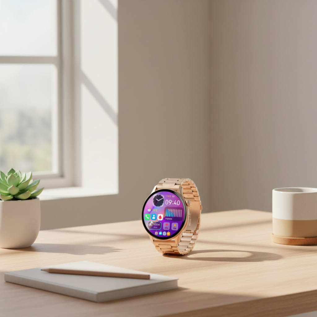 Wodoodporny damski smartwatch AMOLED — funkcja rozmów przez Bluetooth