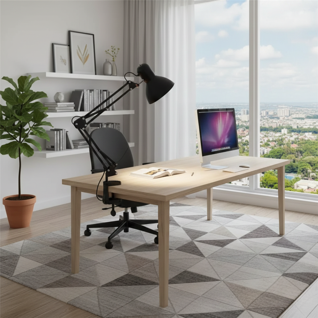 Moderní nastavitelná stolní lampa — robustní upínací držák