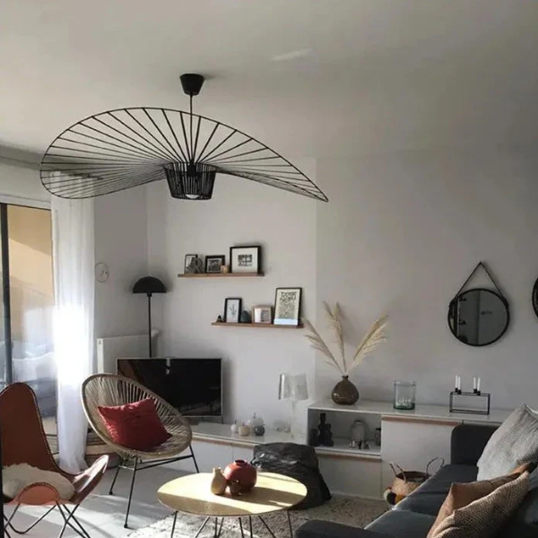 HaloTop Hat Shaped Pendant Light With Black Gold Finish And Warm Glow