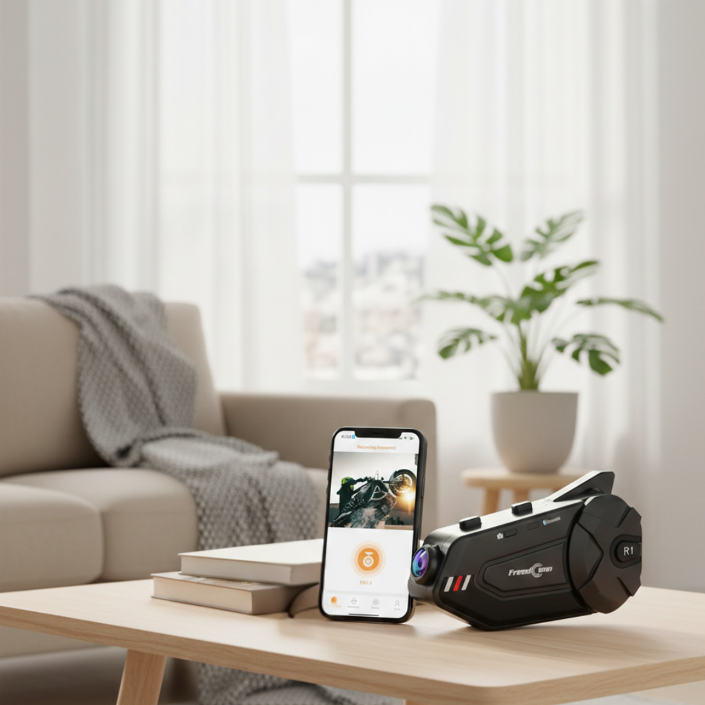 Intercom Bluetooth pour moto — Casque modulaire, caméra 1080P, portée de 1000M