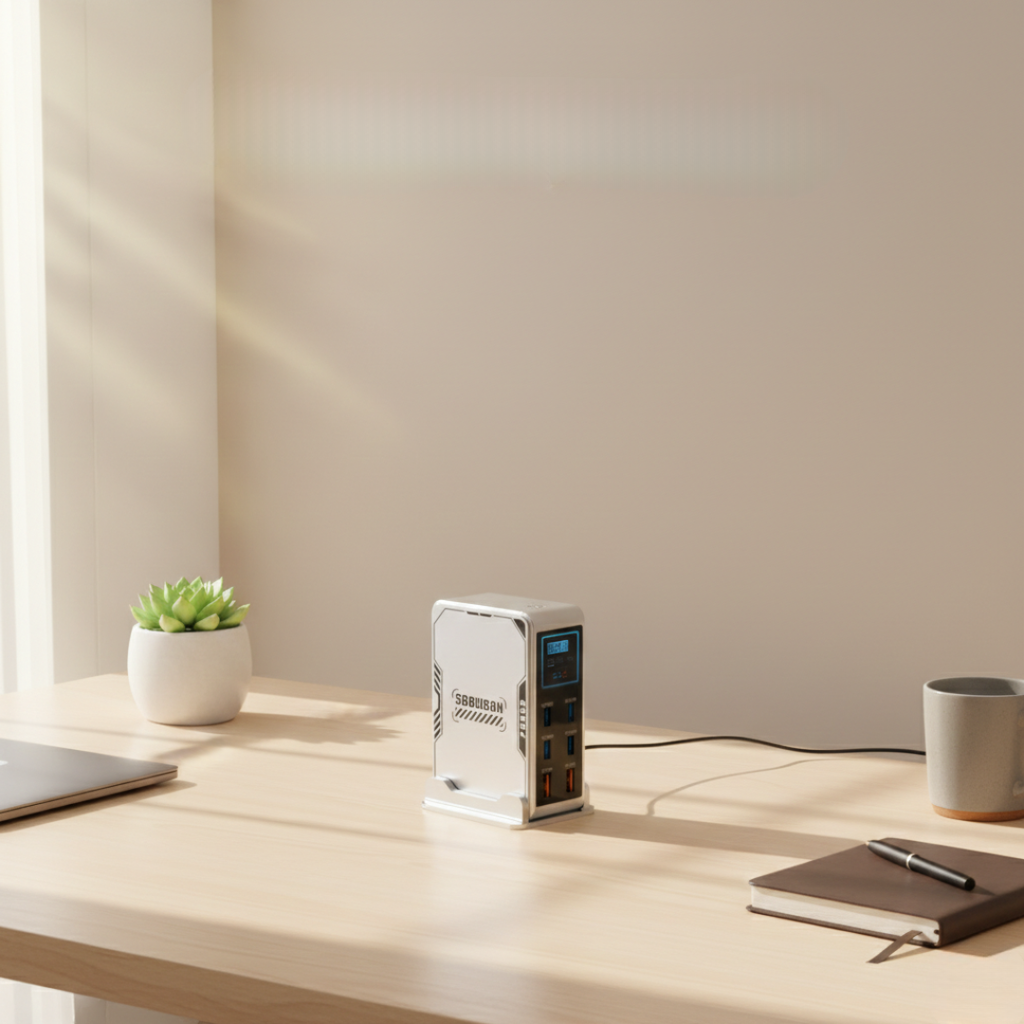 מטען PowerHub 300W GaN — תצורה של שש יציאות, 4 יציאות USB-C ו-2 יציאות USB-A