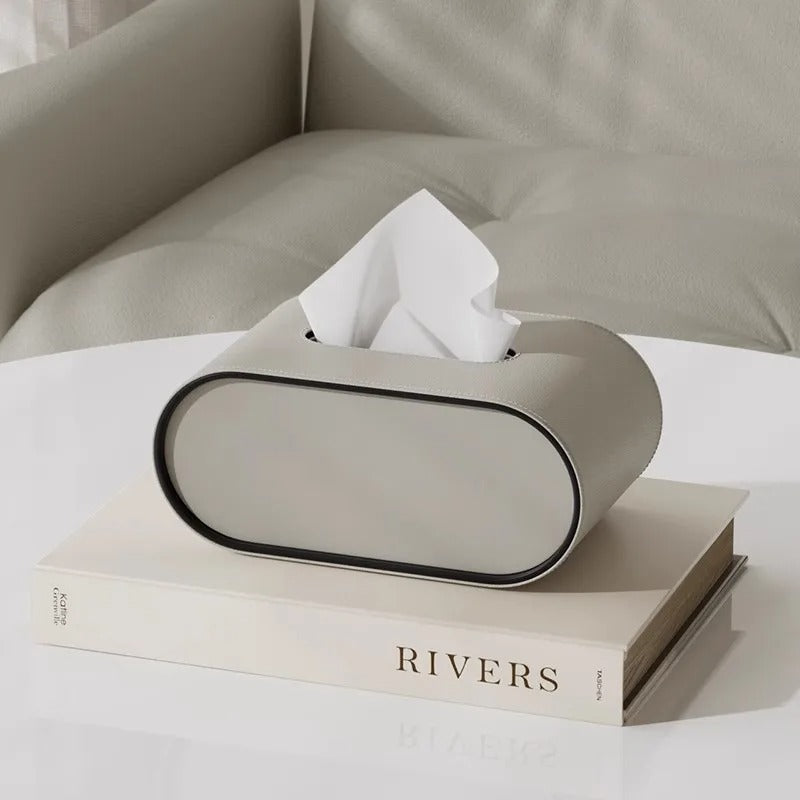 Housse moderne pour boîte à mouchoirs en cuir — Élément décoratif élégant pour la maison