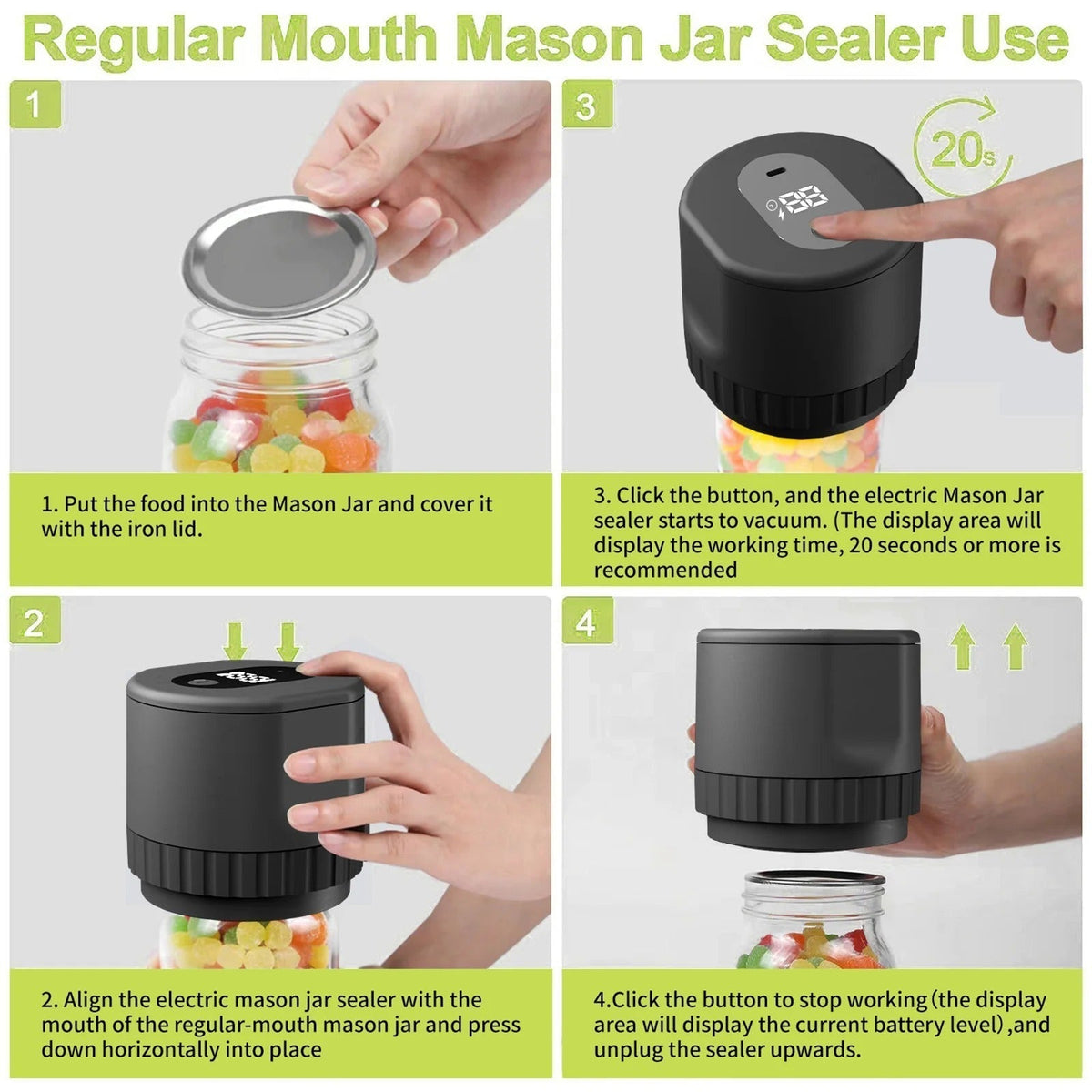 Premium Electric Mason Jar Vacuum Sealer Kit — Airtight Seal