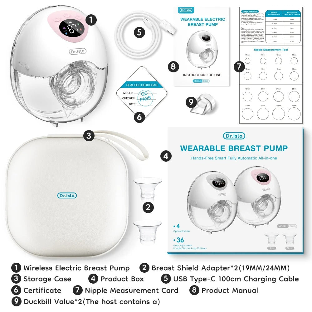Tire-lait électrique portable - 4 modes, 36 niveaux d'aspiration