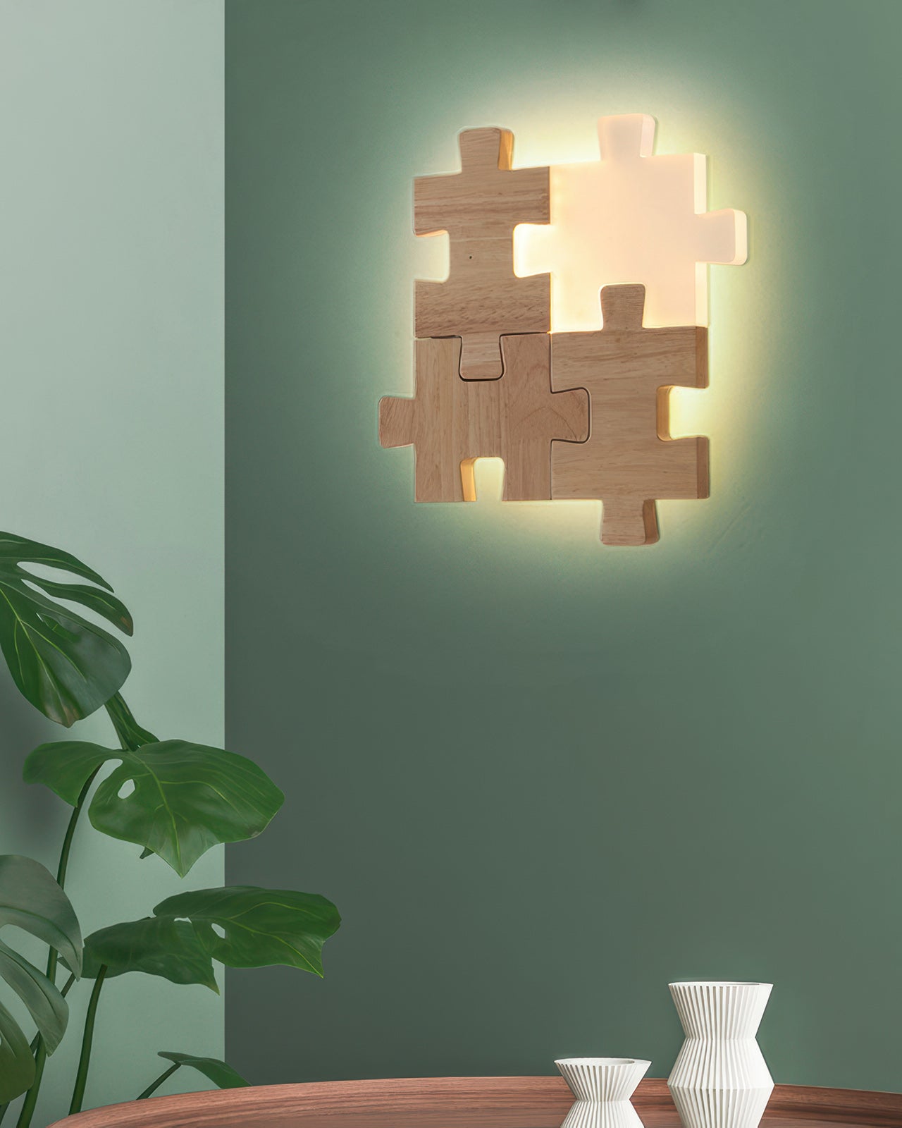 SylvaOak LED Wood Puzzle Sconce Nordic Minimalist Wall Decor